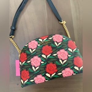 NWT Kate Spade Morgan double Zip Dome Crossbody in Rose Garden Saffiano Leather